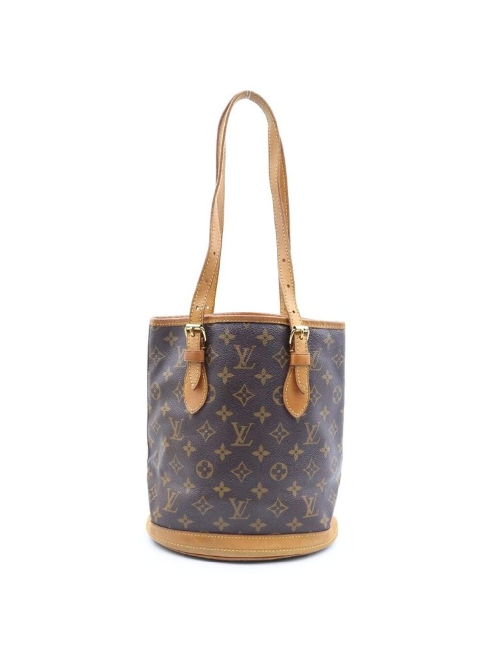Louis Vuitton Monogram Bucket PM Leather Handbag Brown